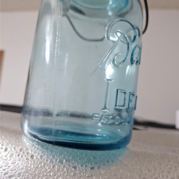 Vintage 1‎ Qt Blue Ball Ideal Mason Glass 1908 - Picture 9 of 9